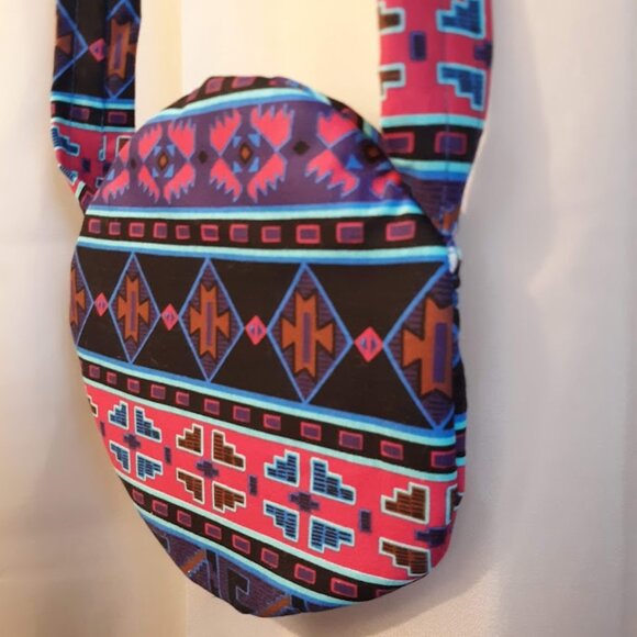 New Southwestern Cowgirl Crossbody Bag Sling Purse Pink Blue Sarape Stripe Aztec - Picture 7 of 8